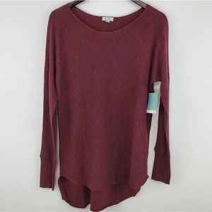 Susina Boatneck High/Low Burgundy Tunic Sweater